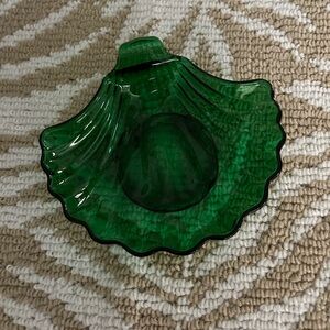 Green Glass Shell Dish